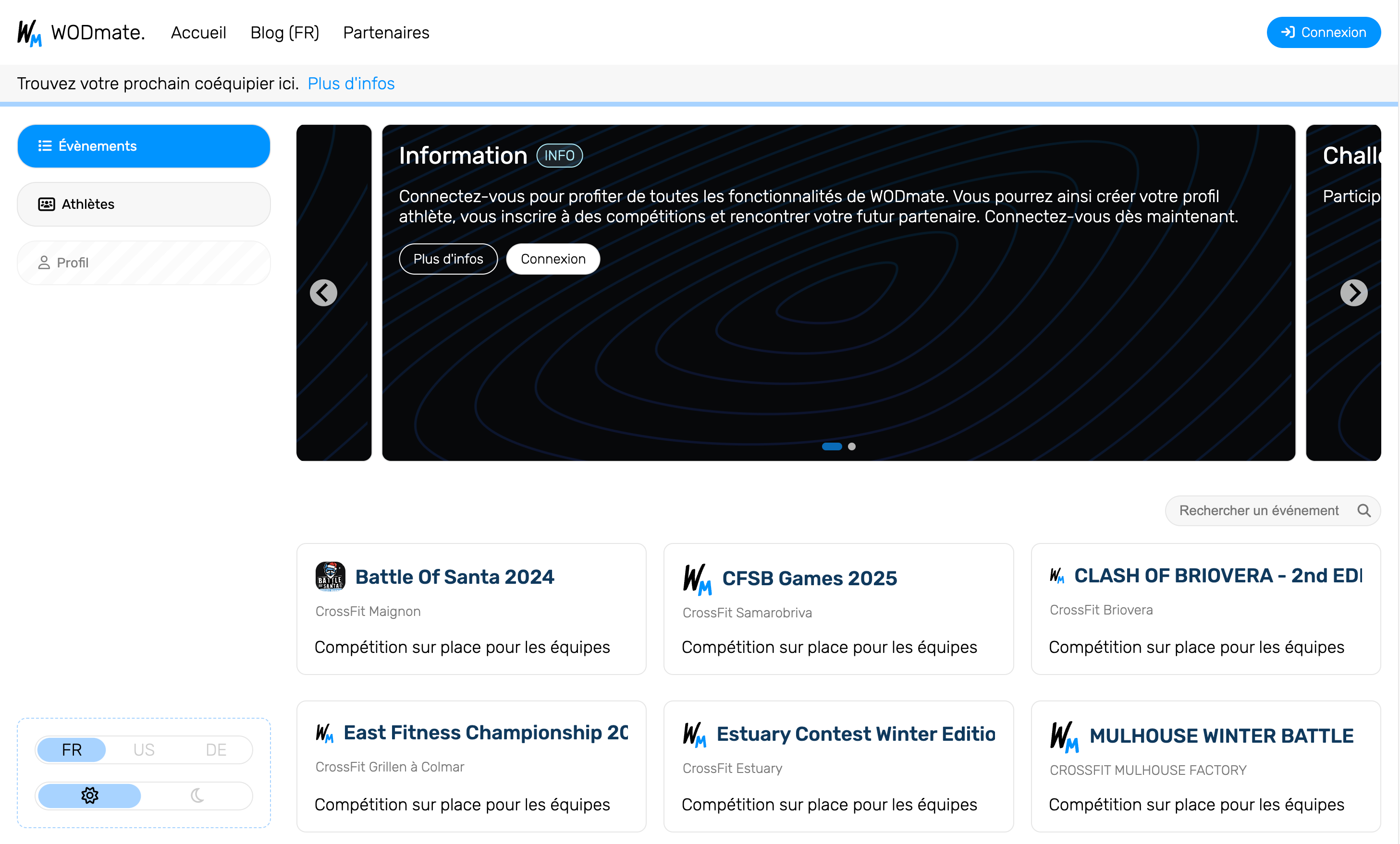 Screenshot of the Wodmate app.